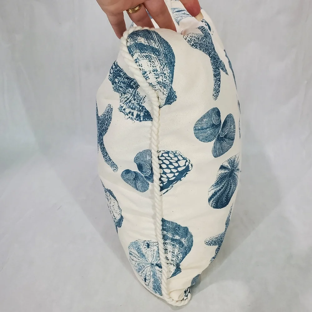 NWT Stratford Beach House Shell Coastal Canvas Down Filled Nautical Decor Pillow